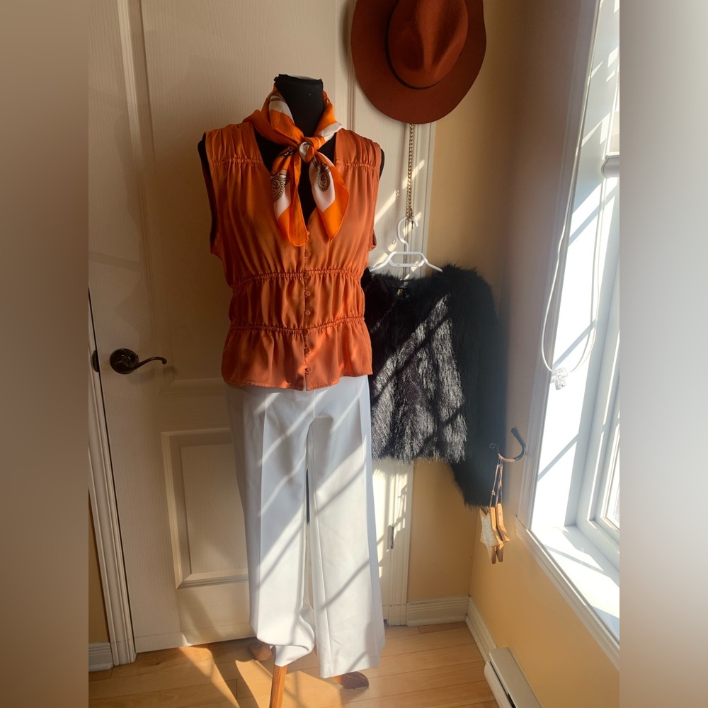 Iris Setlakwe Vibrant Orange satin Blouse cami